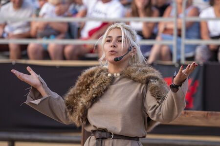 SILVES, PORTUGAL - August 11th, 2019 : Medieval costume characters in Medieval fair event.のeditorial素材