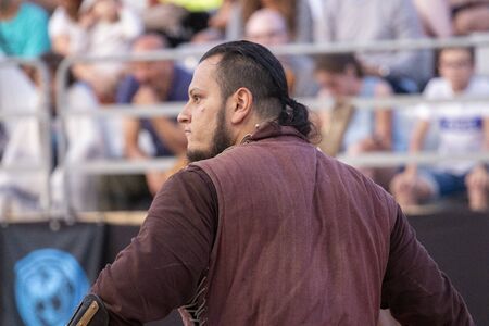 SILVES, PORTUGAL - August 11th, 2019 : Medieval costume characters in Medieval fair event.