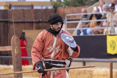 SILVES, PORTUGAL - August 11th, 2019 : Medieval costume characters in Medieval fair event.のeditorial素材