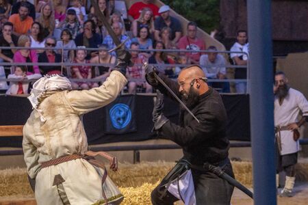 SILVES, PORTUGAL - August 11th, 2019 : Medieval costume characters in Medieval fair event.のeditorial素材