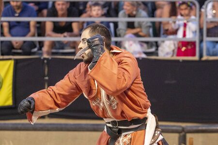 SILVES, PORTUGAL - August 11th, 2019 : Medieval costume characters in Medieval fair event.