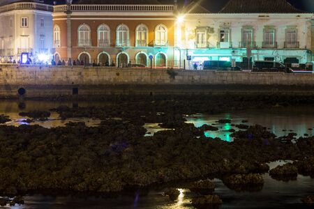 Night landscape of Tavira city located in the Algarve, Portugal.