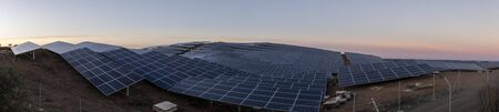 View of a field of modern ecologic solar panels.