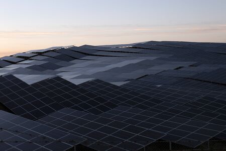 View of a field of modern ecologic solar panels.