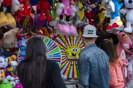 FARO, PORTUGAL: 20th OCTOBER, 2019 - Santa Iria popular fair with rides, food and prize booths on...