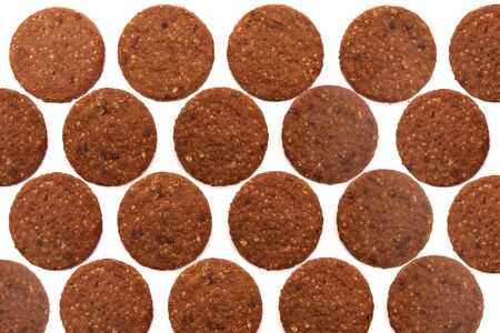 whole grain oatmeal cookies isolated on a white background.の写真素材