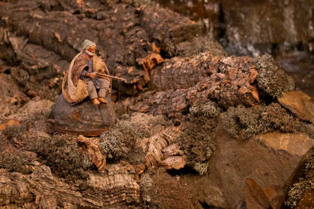 VILA REAL SANTO ANTONIO, PORTUGAL - 28th DECEMBER 2019: Christmas Nativity scene exhibition of many figurines depicting daily life across different business and religious activities.のeditorial素材