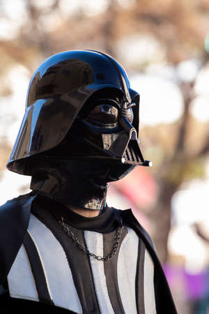 LOULE, PORTUGAL - FEBRUARY 2020: Colorful Carnival (Carnaval) Parade festival participants on Loule city, Portugal.のeditorial素材