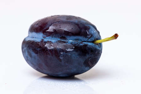 Fresh moyer purple plum isolated on a white background.