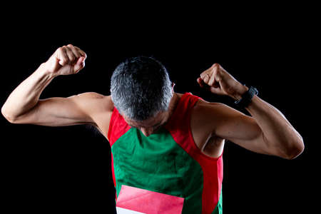 Portuguese runner man of middle age on a urban city.の写真素材
