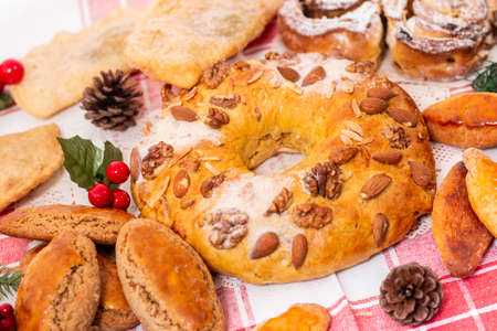 Mix of typicial and traditional christmas pastries and cakes of Portuguese cuisine and gastronomy.の写真素材