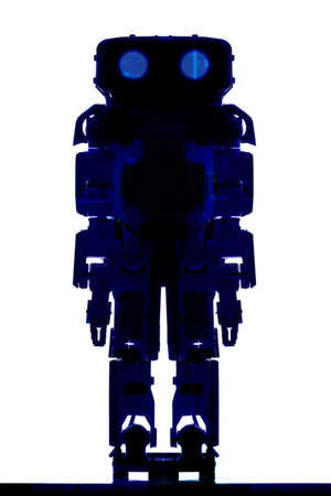 Modern advanced autonomous robot toy isolated on a white background.