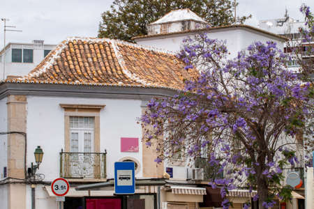 FARO, PORTUGAL - june 2021: Tourist downtown plaza on the center of commerce in Faro city, Portugal.のeditorial素材