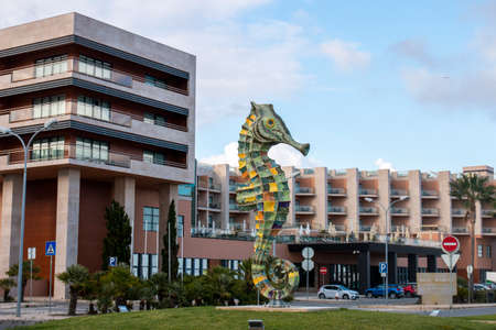 OLHAO, PORTUGAL - 16th june 2021 : Beautiful view of a Large hotel in Olhao city, Portugal.のeditorial素材