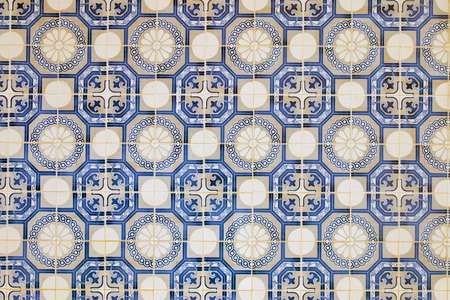 Close up view of the beautiful portuguese azulejo texture.