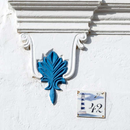 Typical architecture of Algarve vintage style buildings, located in Olhao, Portugal.の写真素材
