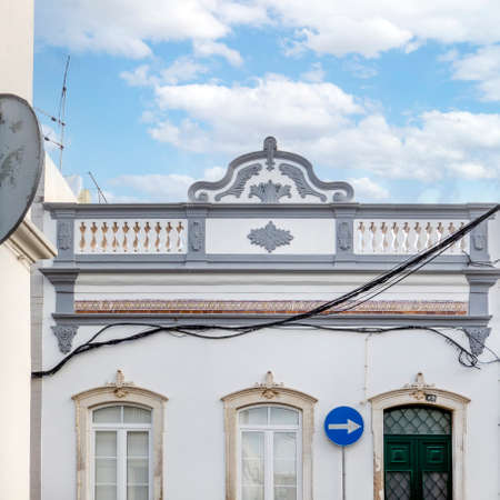 Typical architecture of Algarve vintage style buildings, located in Olhao, Portugal.の写真素材