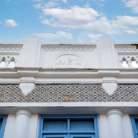 Typical architecture of Algarve vintage style buildings, located in Olhao, Portugal.の写真素材