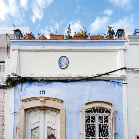 Typical architecture of Algarve vintage style buildings, located in Olhao, Portugal.の写真素材