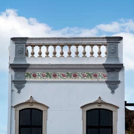 Typical architecture of Algarve vintage style buildings, located in Olhao, Portugal.