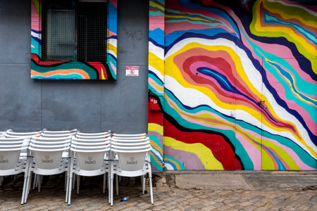 FARO, PORTUGAL - 27th MARCH 2022: Bar dancing club disco area in Faro city, Algarve, Portugalのeditorial素材