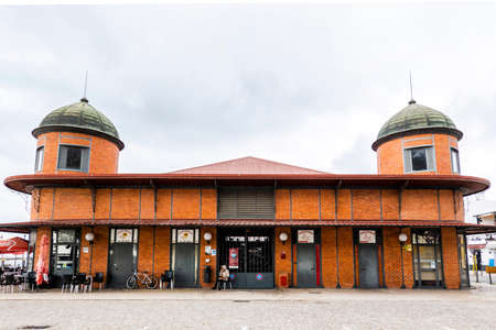 OLHAO, PORTUGAL - 13th FEBRUARY 2022: Historical fish and grocery market located in Olhao city, Portugal.のeditorial素材