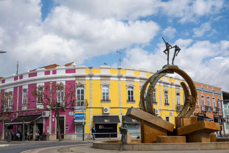 LOULE, PORTUGAL - 27th FEBRUARY 2022: Typical architecture of Algarve rustic buildings with intricate designs of platbands.のeditorial素材
