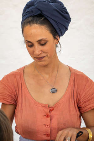 MERTOLA, PORTUGAL - 22nd MAY 2022: Islamic event inspired on Moroccan culture, with tents, dancers, music, crafts and food taken place on Mertola village.のeditorial素材