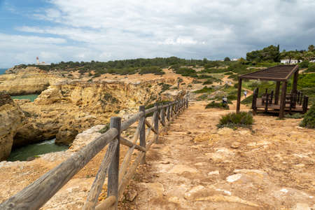 Beautiful view of the Portuguese coastline in the Algarve region, near Benagil, Lagoa, Algarve, Portugal.の写真素材