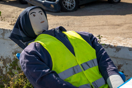 MARIM, PORTUGAL - MAY 1, 2022: Ancient tradition of handmade dolls called Maios / Maias, celebrating the arrival of Spring, located on the Algarve region, the south of Portugal.のeditorial素材