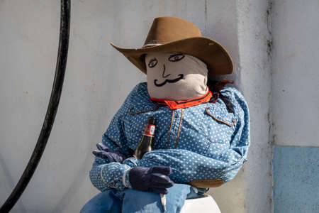 TAVIRA, PORTUGAL - MAY 1, 2022: Ancient tradition of handmade dolls called Maios / Maias, celebrating the arrival of Spring, located on the Algarve region, the south of Portugal.のeditorial素材