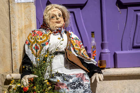 ESTOI, PORTUGAL - MAY 1, 2022: Ancient tradition of handmade dolls called Maios / Maias, celebrating...