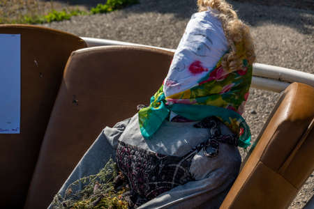 MARIM, PORTUGAL - MAY 1, 2022: Ancient tradition of handmade dolls called Maios / Maias, celebrating the arrival of Spring, located on the Algarve region, the south of Portugal.のeditorial素材