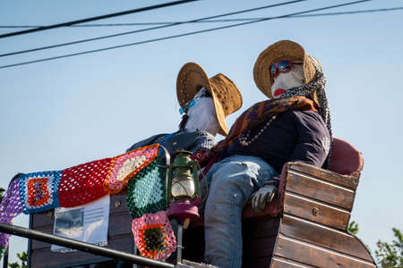 SANTA RITA, PORTUGAL - MAY 1, 2022: Ancient tradition of handmade dolls called Maios / Maias, celebrating the arrival of Spring, located on the Algarve region, the south of Portugal.のeditorial素材