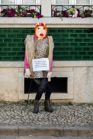 ESTOI, PORTUGAL - MAY 1, 2022: Ancient tradition of handmade dolls called Maios / Maias, celebrating...