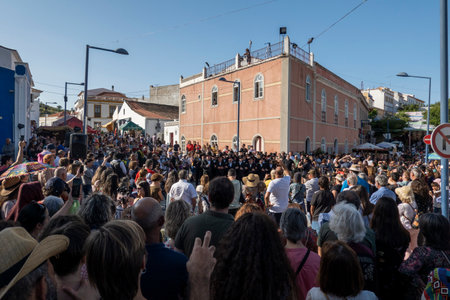MERTOLA, PORTUGAL - 22nd MAY 2022: Alentejo Portuguese traditional a capella group of men singing on...