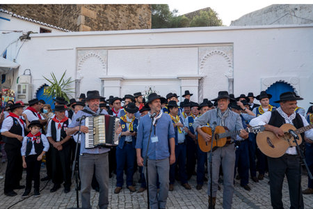 MERTOLA, PORTUGAL - 22nd MAY 2022: Alentejo Portuguese traditional music group performing for the...