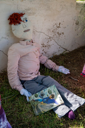 SANTA RITA, PORTUGAL - MAY 1, 2022: Ancient tradition of handmade dolls called Maios / Maias, celebrating the arrival of Spring, located on the Algarve region, the south of Portugal.のeditorial素材