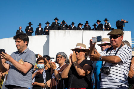 MERTOLA, PORTUGAL - 22nd MAY 2022: Alentejo Portuguese traditional a capella group of men singing on a festival located in Mertola, Portugal.のeditorial素材