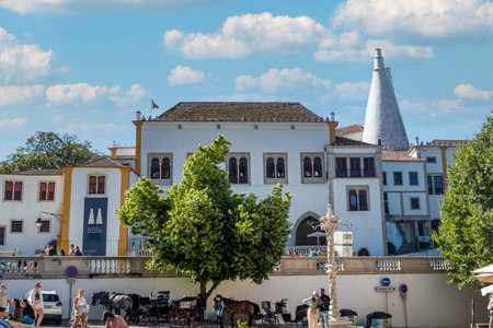 SINTRA, PORTUGAL - 27th JUNE 2022: Famous National Palace of Sintra located in the village of Sintra, Portugal.のeditorial素材