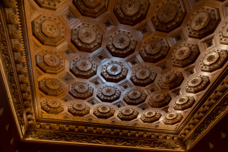 SINTRA, PORTUGAL - 28th JUNE 2022: Beautiful landmark Quinta da Regaleira palace interiors details and rooms, a park and garden palace built in the end of the 1800s located in Sintra, Portugal.のeditorial素材