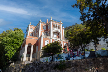 SINTRA, PORTUGAL, 27th JUNE 2022: Beautiful architecture of luxurious buildings in Sintra village, a famous tourist location in Portugal.のeditorial素材