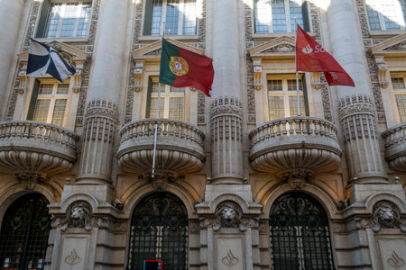 LISBON, PORTUGAL, 28th JUNE 2022: Santander bank company building in the city of Lisbon, Portugal.のeditorial素材