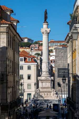 LISBON, PORTUGAL, 28th JUNE 2022: View of the Dom Pedro IV bronze statue column located in Lisbon city.のeditorial素材