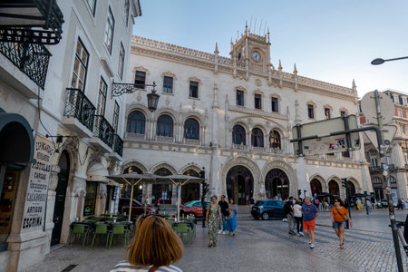 LISBON, PORTUGAL, 28th JUNE 2022: Landmark Rossio train station beautiful architecture located in Lisbon, Portugal.のeditorial素材