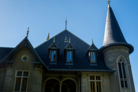 SINTRA, PORTUGAL - 27th JUNE 2022: Beautiful view of the landmark Chalet Biester in Sintra village.のeditorial素材