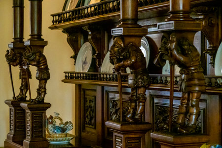 MAFRA, PORTUGAL - 29th JUNE 2022: Exquisite detail on wood figurine in display on the Palace of Mafra, Portugal.のeditorial素材