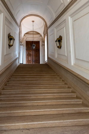 MAFRA, PORTUGAL - 29th JUNE 2022: Interior staircase of the famous convent of Mafra located in Portugal, Europe.のeditorial素材