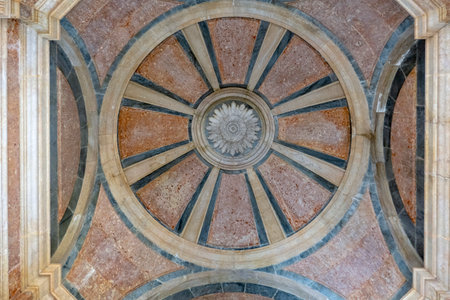 MAFRA, PORTUGAL - 29th JUNE 2022: Beautiful view of the grand marble halls of the Convent of Mafra, located in Portugal, Europe.のeditorial素材