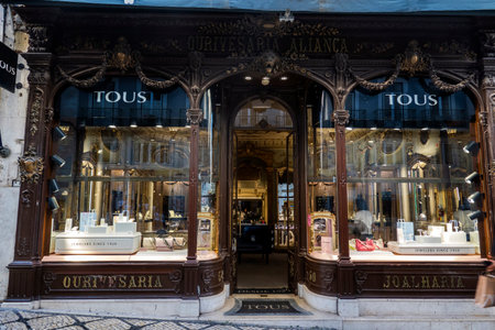 LISBON, PORTUGAL, 28th JUNE 2022: View of the famous historical store , Ourivesaria Alianca, a vintage jewelery store, founded in 1904 , in Lisbon, Portugal.のeditorial素材